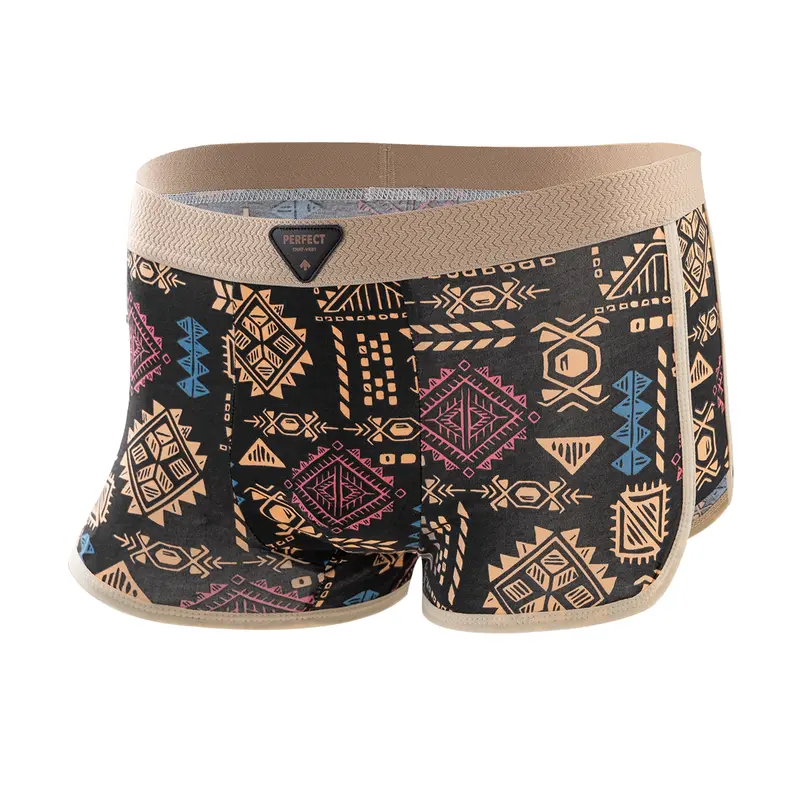 Men's Premium Cotton Boxer Briefs Vintage Pattern Print Design Breathable Mesh Panel Elastic Waistband Moisture-Wicking Underwear 3 Pack