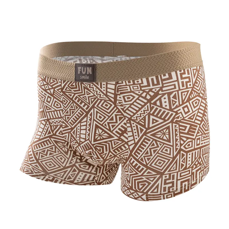 Men's Premium Cotton Boxer Briefs Geometric Pattern Design Breathable Mesh Panel Seamless Waistband Moisture-Wicking Underwear 3 Pack