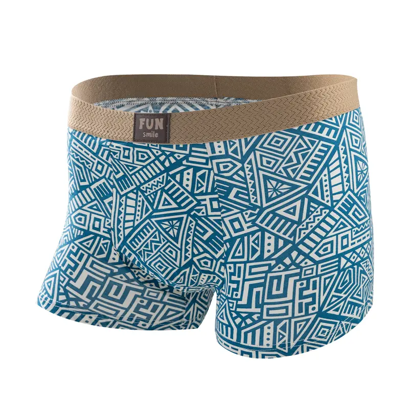 Men's Premium Cotton Boxer Briefs Geometric Pattern Design Breathable Mesh Panel Seamless Waistband Moisture-Wicking Underwear 3 Pack