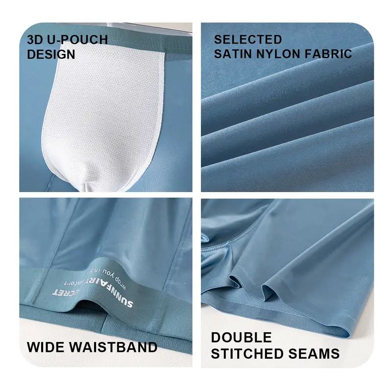 Men's Luxury Satin Cooling Boxer Briefs 3-Pack Breathable 3D Pouch Seamless Underwear Summer Comfort Perfect Gift Sold by NEXFORMX3