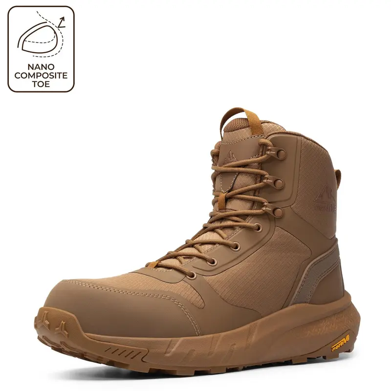 NORTIV 8 Men's Nano Composite Toe Work Boots Safety Boots with Side Zipper Construction & Warehouse Metrostrike-Nano Black All Seasons Round Toe Laces Closure - Worker Closed Footwear