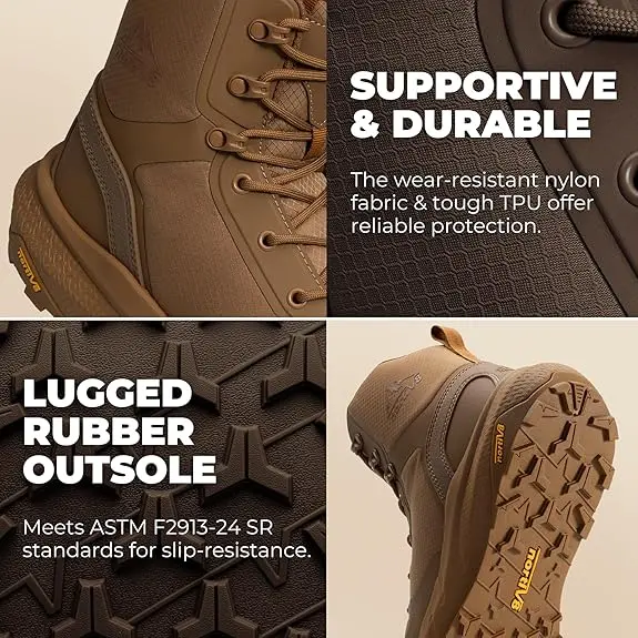 NORTIV 8 Men's Nano Composite Toe Work Boots Safety Boots with Side Zipper Construction & Warehouse Metrostrike-Nano Black All Seasons Round Toe Laces Closure - Worker Closed Footwear