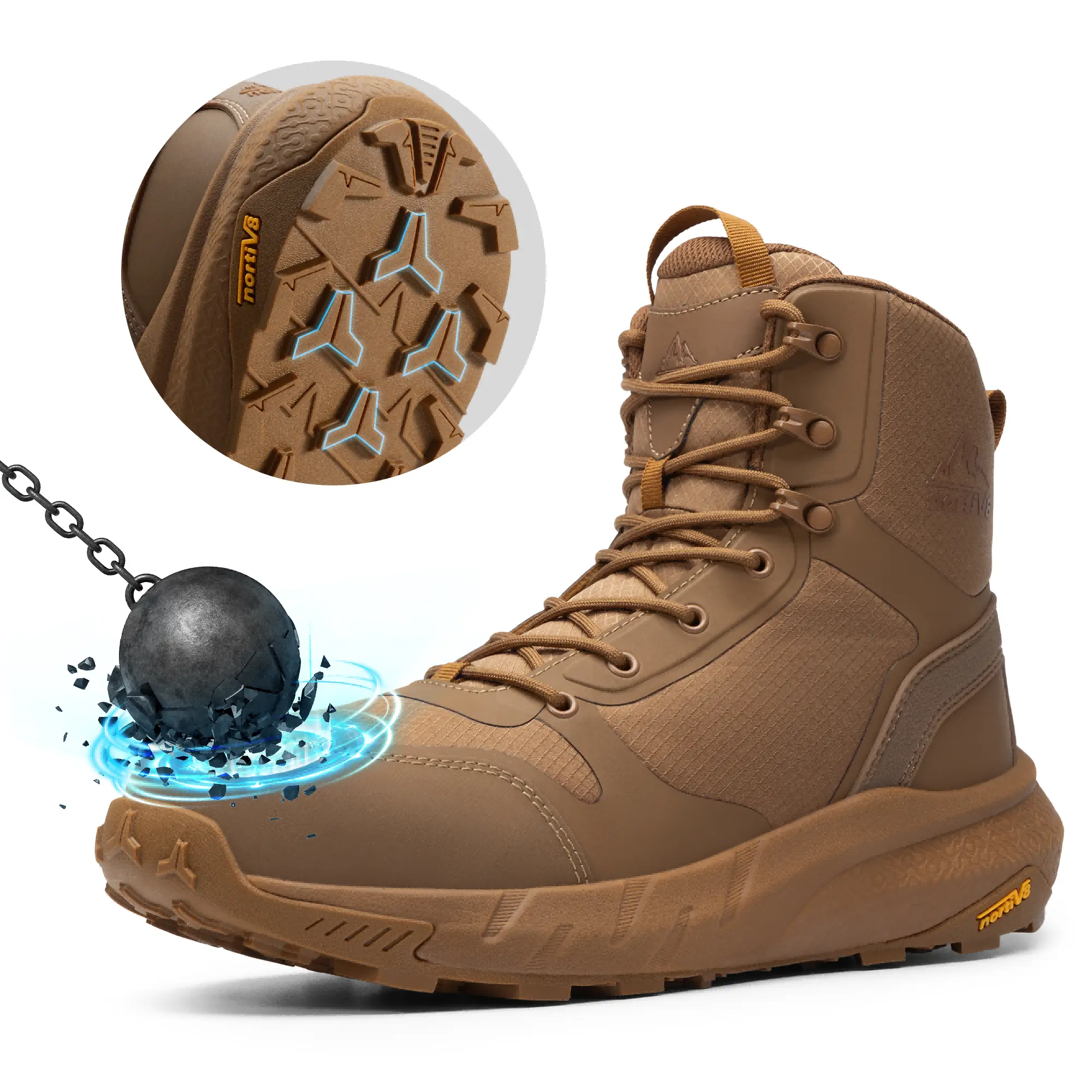 NORTIV 8 Men's Nano Composite Toe Work Boots Safety Boots with Side Zipper Construction & Warehouse Metrostrike-Nano Black All Seasons Round Toe Laces Closure - Worker Closed Footwear