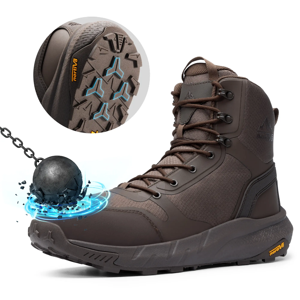 NORTIV 8 Men's Nano Composite Toe Work Boots Safety Boots with Side Zipper Construction & Warehouse Metrostrike-Nano Black All Seasons Round Toe Laces Closure - Worker Closed Footwear