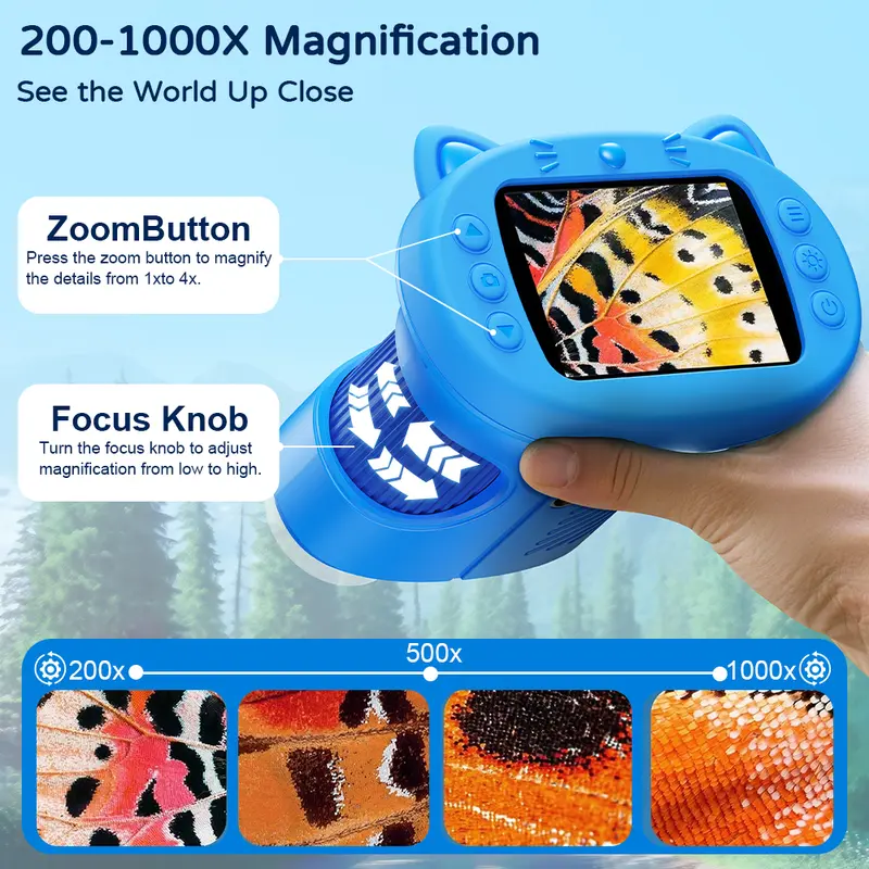 [2026 Upgrade] SEEKID Microscope with Built-in Photo & Video Camera, 2.4" 4K Screen – 1000X Microscope and 100m Telescope, STEM Toy & Educational Gift for Boys & Girls Ages 3–12