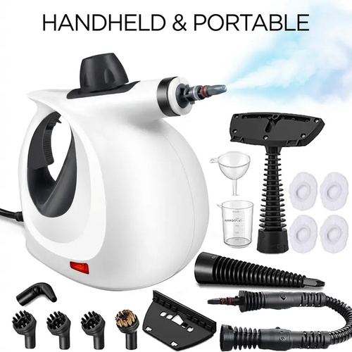 1050W Handheld High Temp Pressurized Steam Cleaner, 15 Accessories, Safety Lock & Fast Heat-Up for Kitchen Grease Car Cleaning