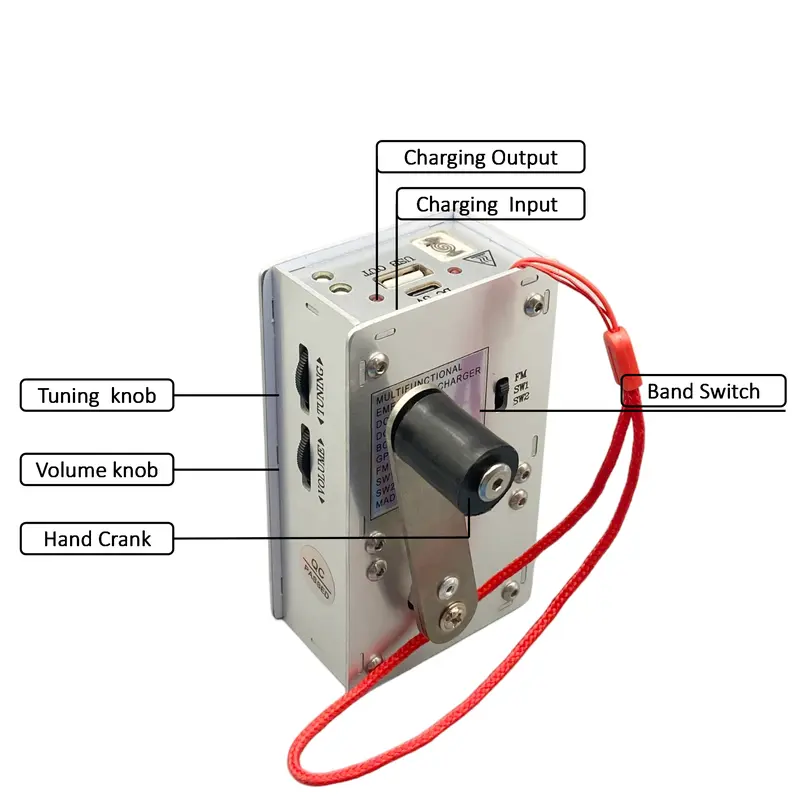 High-power 1000mAh hand-cranked generator, mini portable emergency power supply, safe and practical, suitable for leisure stress relief, outdoor adventure, camping, sudden power outages and other situations.