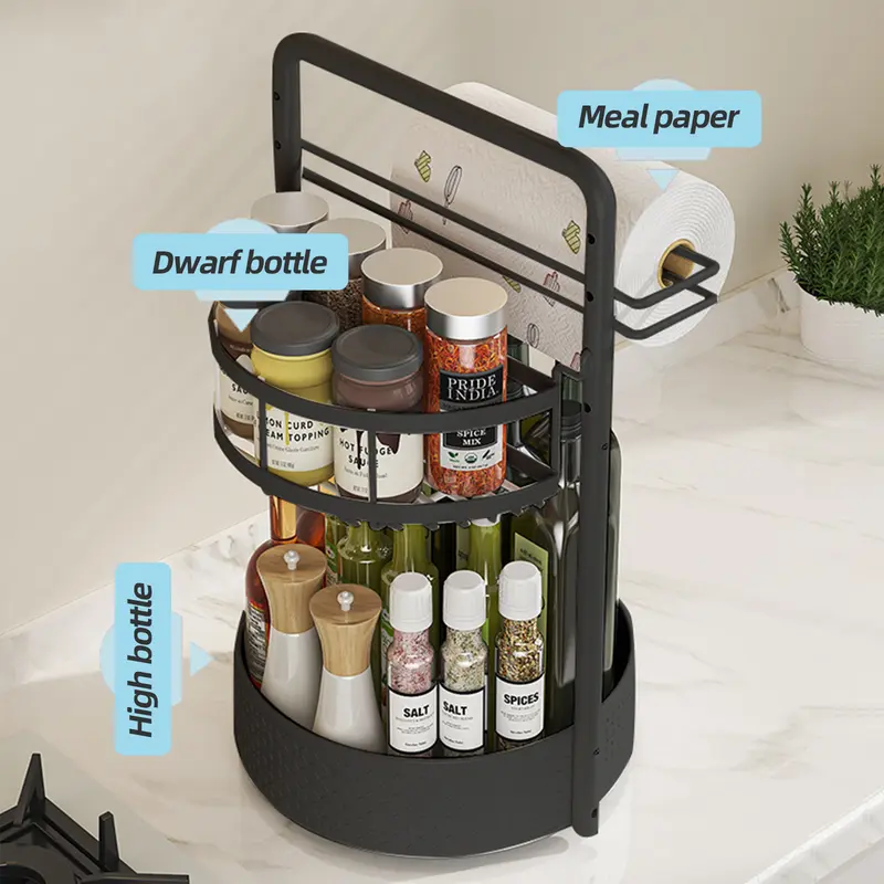 【Holiday Deals】San Dream Rotating Spice Rack Lazy Susan Turntable Organizer 2-Tier 9.84" Adjustable Metal Storage Organization for Cabinet Kitchen Countertop & Pantry Spice Shelf