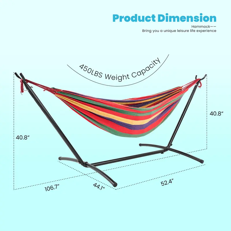 Hammock With Stand – 450 LB Capacity Steel Stand, Soft Lounge Swing, Quick No Tool Assembly, Lightweight Outdoor Hammock For Park Beach And Travel, Sturdy & Reliable, Vibrant & Breathable Comfort Soft Lounge Swing Soft Lounge Swing
