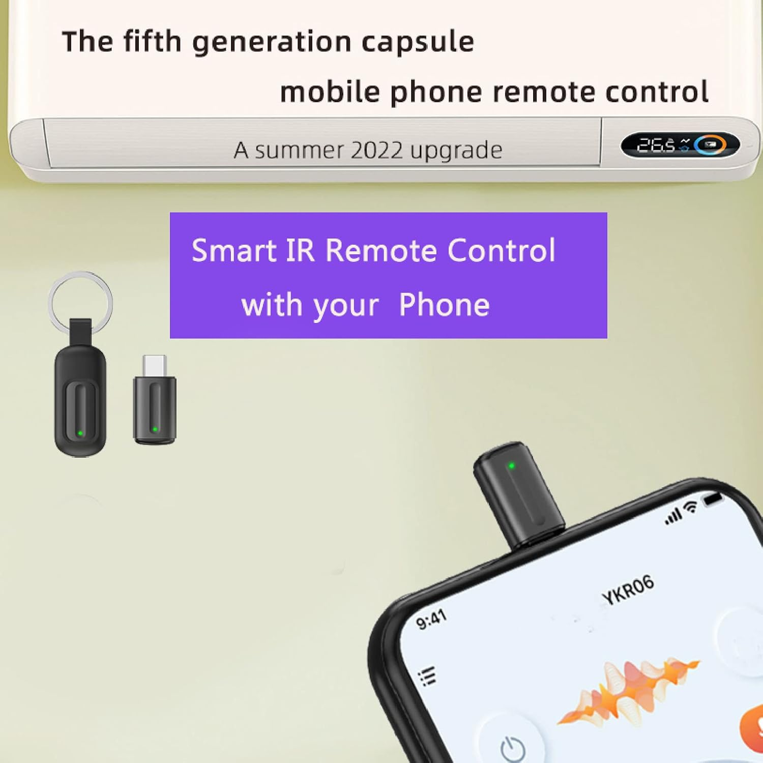 Mini Smartphone IR Remote Controller Adapter, Type C Universal Smart IR Controller, Mobile Phone Infrared Control for TV DVD Player Refrigerator Light