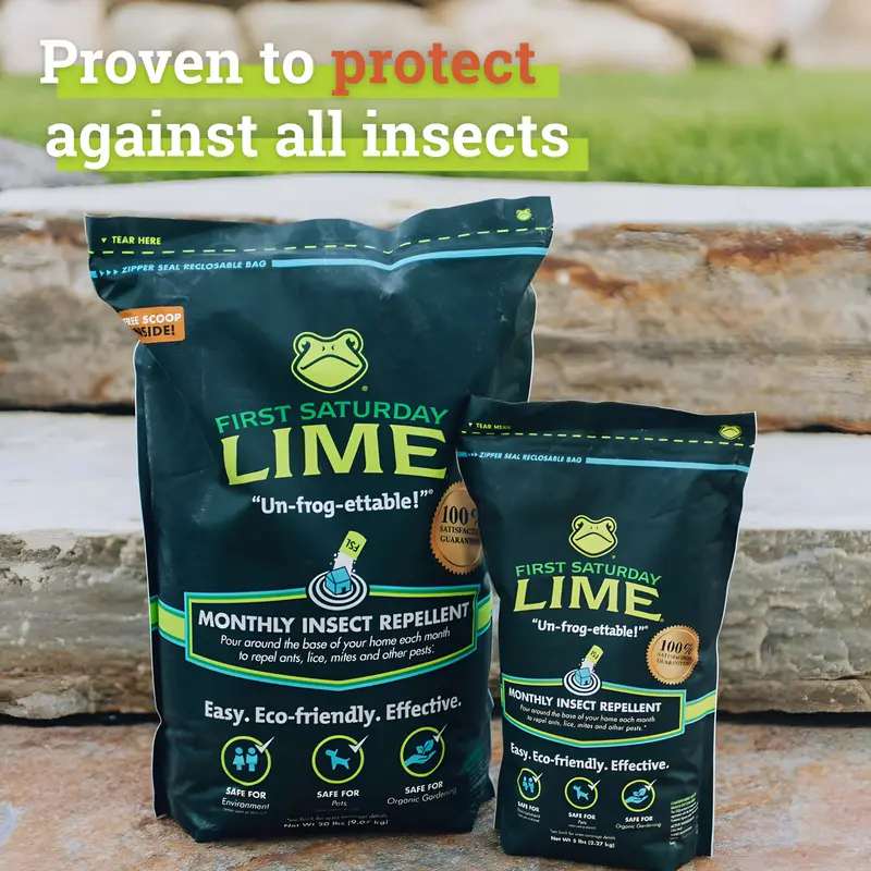 First Saturday Lime Insect Repellent, Multi-Purpose Pet Friendly Pest Control & Deodorizer for Home, Garden, Yard & Chicken Coop Protect Homes And Other Buildings Protect Yards From Ticks