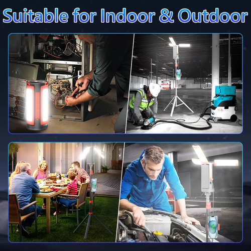 3-Head LED Camping Light - 10000mAh Power Bank, 67" Adjustable Stand, Detachable Tripod, High Power Flashlights, LED Flashlight Rechargeable, Rechargeable Spotlight, Portable Work Light, Work Accessories, Tech Gadgets for Outdoor, Emergency Use,summervibe