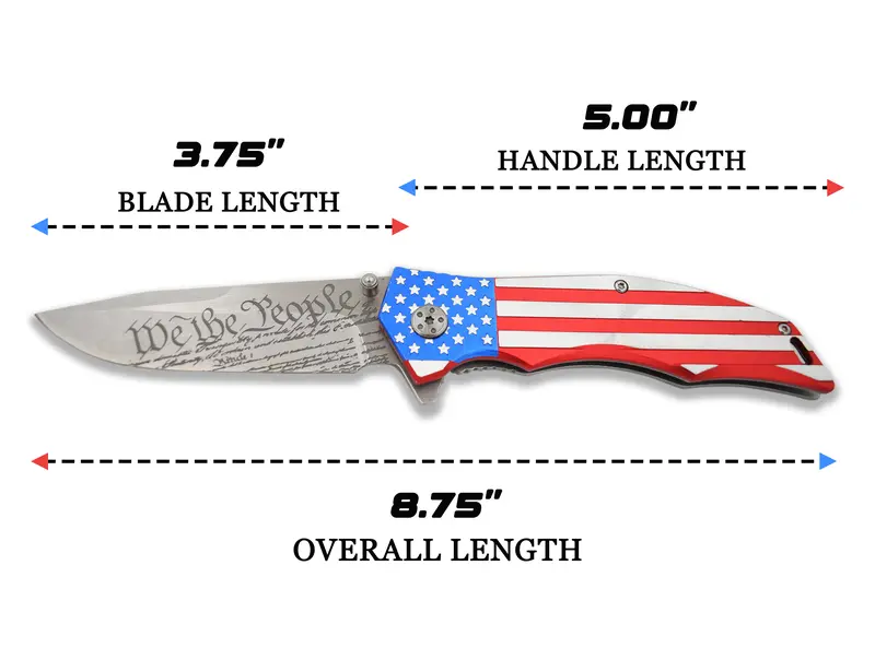 MTech USA Patriotic Folding Pocket Knife MX-A849CL 5" Closed 3.75" 3MM BLADE, USA Flag Knife