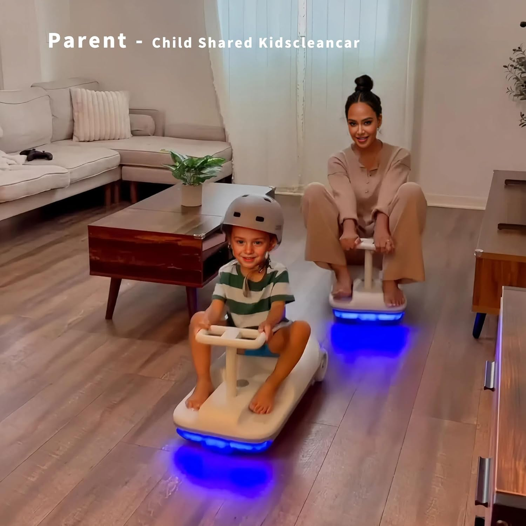 Kids Clean Car Ride-On Go Kart with Detachable Mop, Cleaning Fun 3-in-1 Electric Ride-On Toy for Kids Ages 3+, Parent-Controlled Speed Lock, Soft Start, Rechargeable 12V Battery, Indoor Outdoor