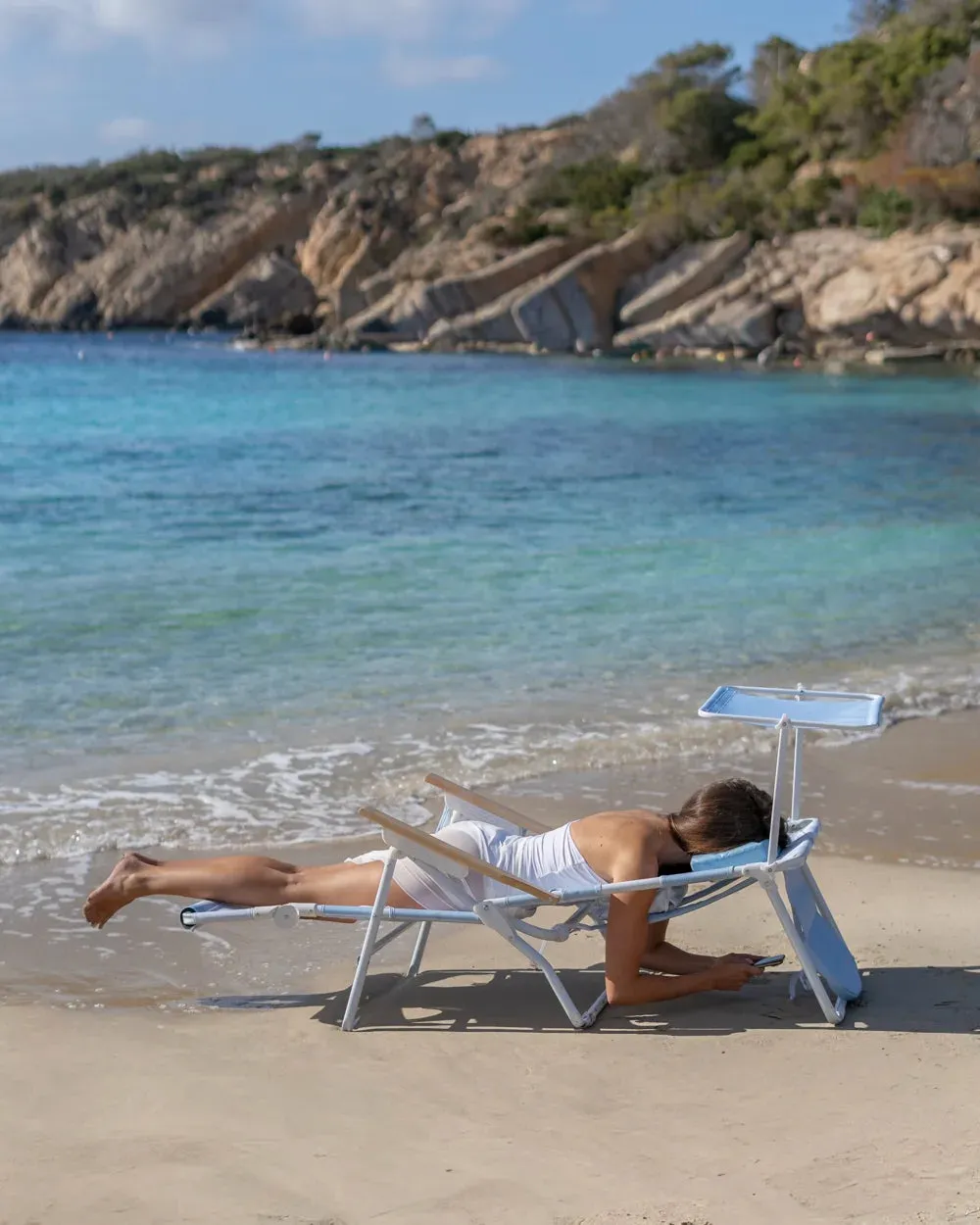 Beach chairs with sunshades