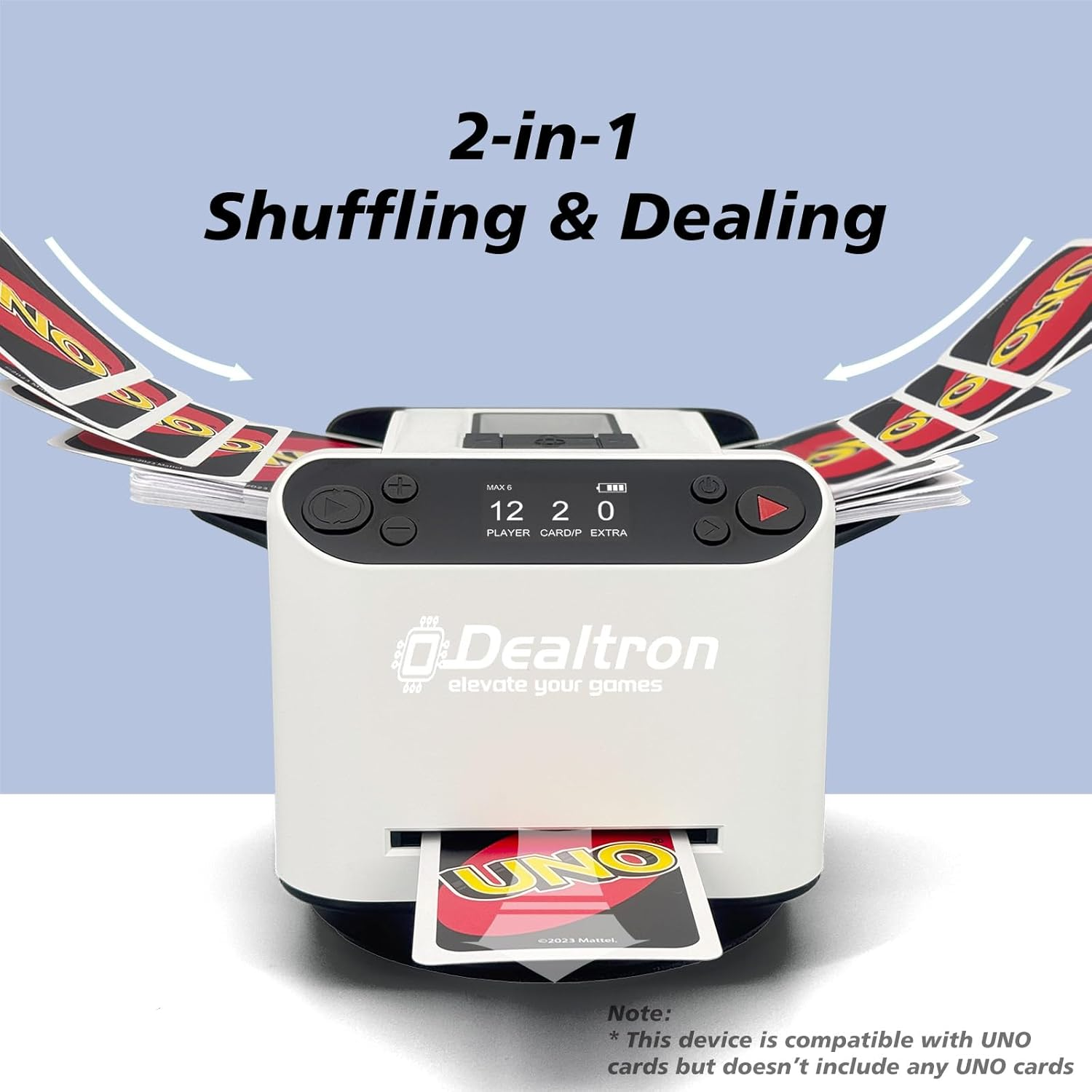 All-in-One Automatic Card Shuffler and Dealer,with 8 Remotes,Programmable Dealer,Card Shuffler 2 Deck,360° Rotation,Ultra Quiet,Rechargeable,up to 12 Players,for All Card Games