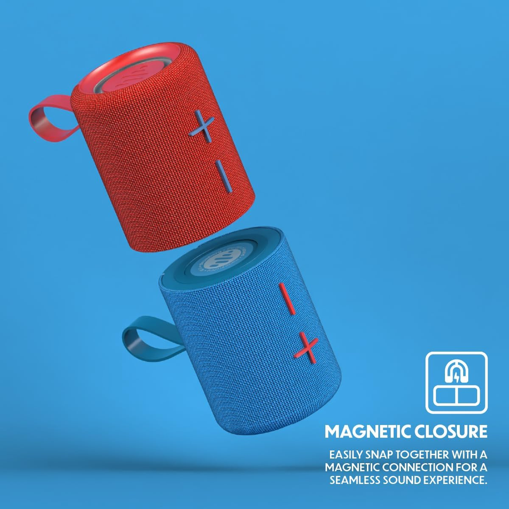 Stromberg - Twin 2-in-1 Mini Portable Bluetooth Speaker, 10W Power, 10-Hour Playtime, Sky Blue and Red