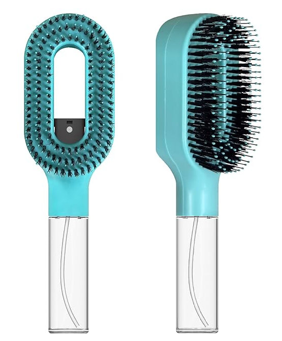 2-in-1 Detangler Hair Brush, With Built-In Mister Spray, Wet & Dry Detangling Brush for Curly, Wavy & Straight Hair | No-Tangle Anti-Frizz Hair Care Brush,Water Reservoir 50ml.