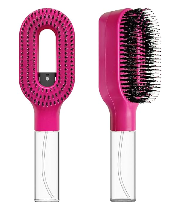 2-in-1 Detangler Hair Brush, With Built-In Mister Spray, Wet & Dry Detangling Brush for Curly, Wavy & Straight Hair | No-Tangle Anti-Frizz Hair Care Brush,Water Reservoir 50ml.