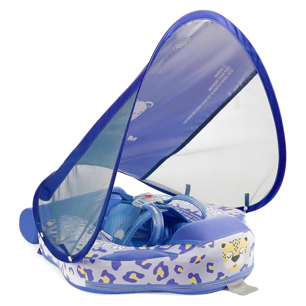 Mambobaby Baby Float with Sunshade Canopy and Crotch Strap Inflatable-free Safe Core Swimming Pool Accessory Bathroom Water Toy