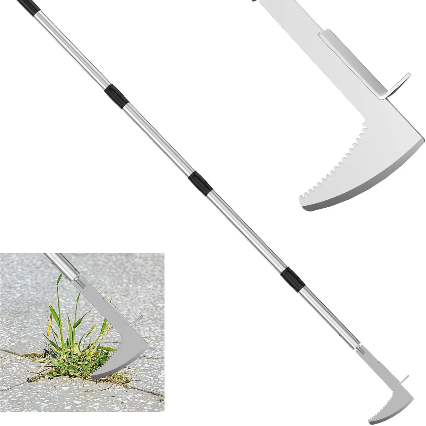 【Fathers Day Gift】 Crack Weeding Tool Stainless Steel Manual Grass Puller Beech Wood Handle for Sidewalk Driveway Patio Paver Narrow Wall Gaps Garden