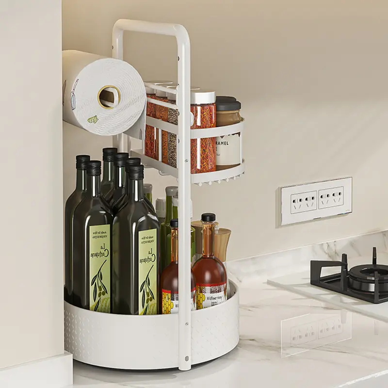 【Holiday Deals】San Dream Rotating Spice Rack Lazy Susan Turntable Organizer 2-Tier 9.84" Adjustable Metal Storage Organization for Cabinet Kitchen Countertop & Pantry Spice Shelf
