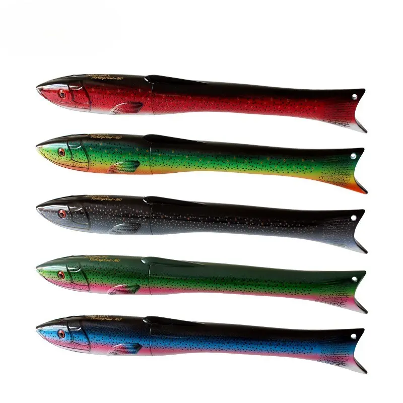 1.6M Fish-Shaped Portable Fishing Rod and Spinning Reel Combo Kit for Ice, Rock and Shore Fishing, Lightweight Travel Fishing Tackle Set With Compact Design and Smooth Casting Performance Father's Day gift