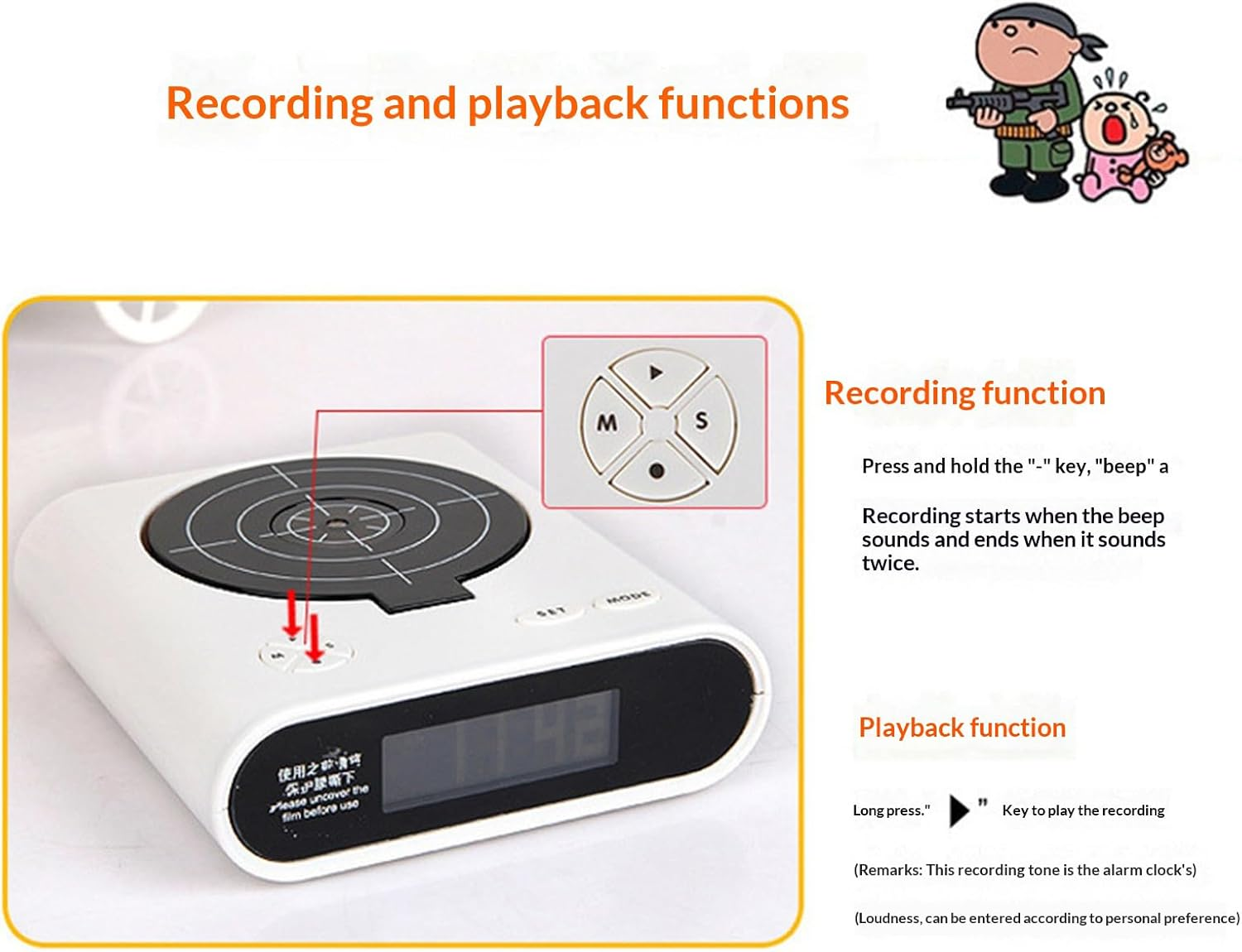 Target alarm clock，LED Display, 2 Alarm Modes, Ringtone Customization, for Home, Office, Living Room