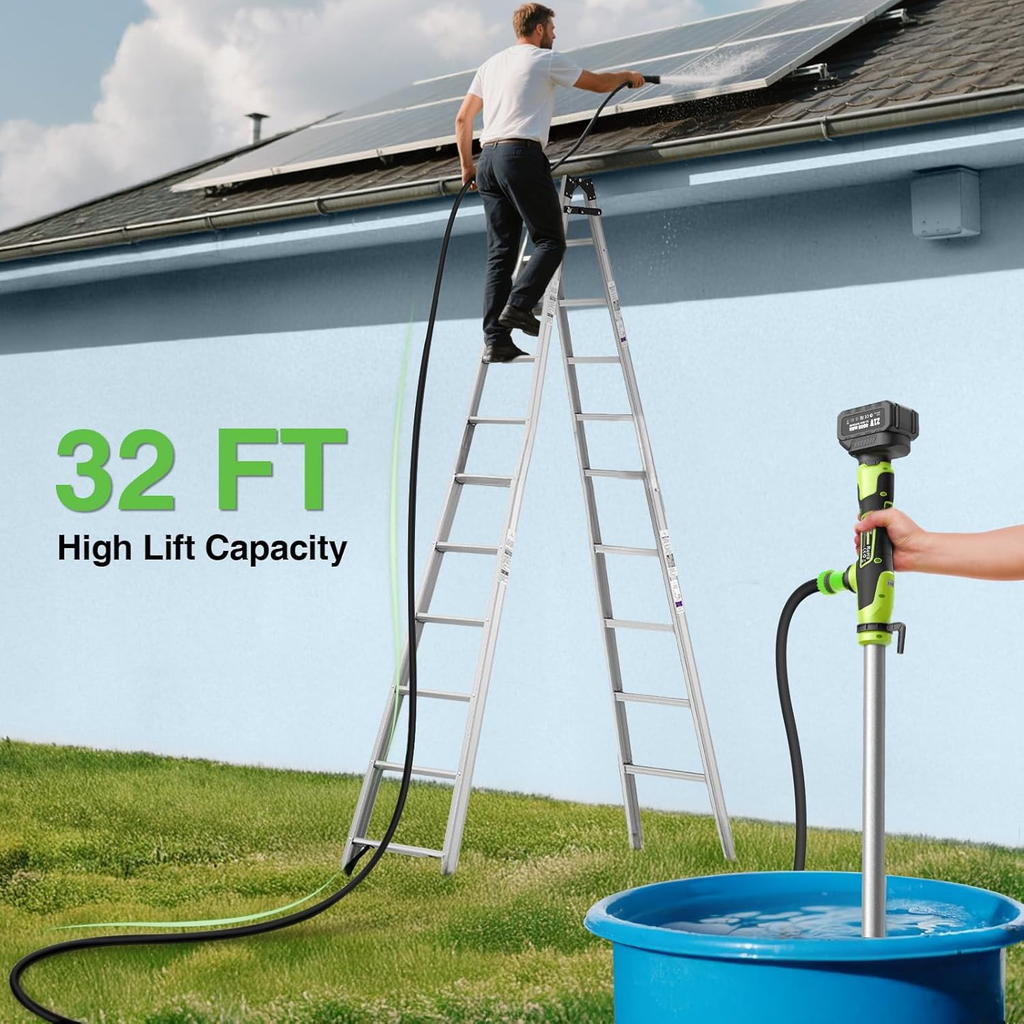 Cordless Stick Water Transfer Pump, Portable Battery Powered Sump Pump with 2PCS 4000mAh Rechargeable Batteries, 720GPH, 32FT Lift for Pool/Garden/Pond/Boat/RV/Rain Barrels/Outdoor Draining