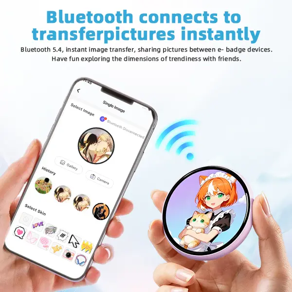 Digital Badge Nikko Ai Photo Video GIF Display Screen Pins DIY Pixel Touchscreen Lightweight 730mAh Long Battery Life Portable Multi-functional Two-dimensional Anime & Gaming Merchandise & Collectibles Gifts for Men Women