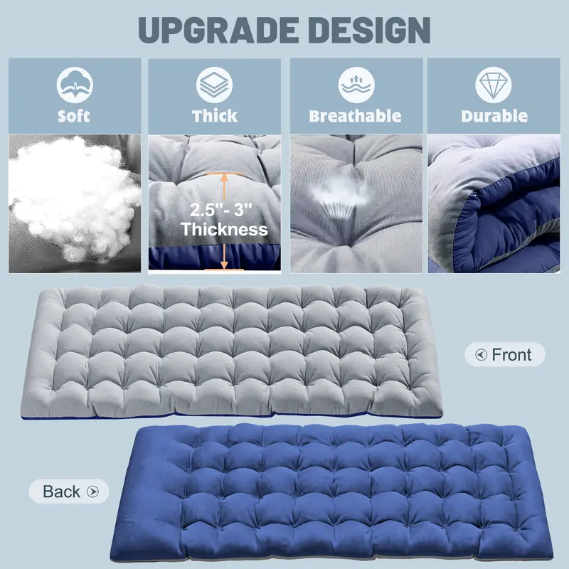 #Summervibes Naudacaa Folding Camping Cot with 2-Sided Mattress – Heavy-Duty, Portable Guest Bed for Camping, Travel, Outdoor & Indoor Use, Supports up to 880 lbs Blue