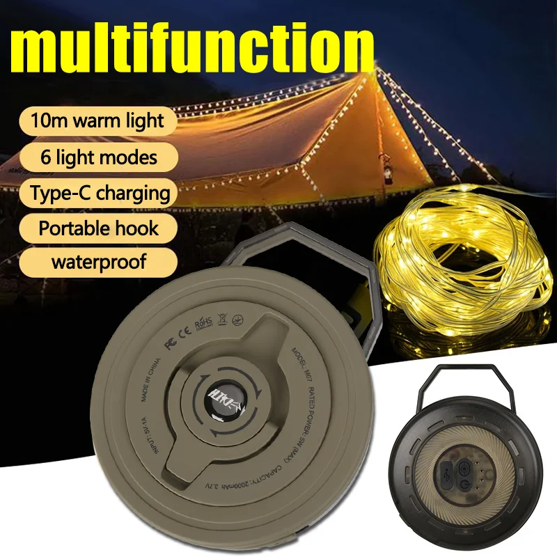 Rechargeable Camping Ambient Light with Type-C Charging and 6 Modes