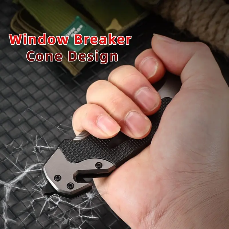 Stainless steel Multifunctional folding knife Glass Breaker, Seat Belt Cutter - EDC Sharp Folding Knives - Small Tool for Camping Hiking - Gifts for Men, Women Compact Folding Grip Knife