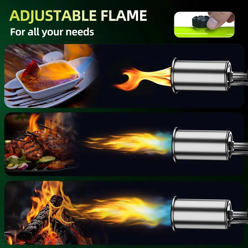 【FathersDayGift】SEESE Powerful Propane Torch(Propane Tank Not Included),With One-Touch Max Fire Button and Safety Lock, Adjustable Blow Torch for Sous Vide Searing Steak, BBQ,Fireplace,Charcoal Wood