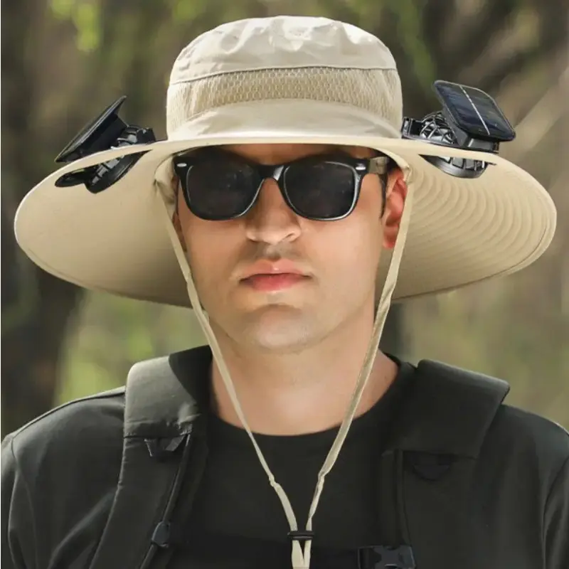 New Solar Fan Outdoor Fishing Hat-Solar Sun Protection Sun Hat with Fan Solar Fan Hat Dual Power Supply Fan Outdoor Fan