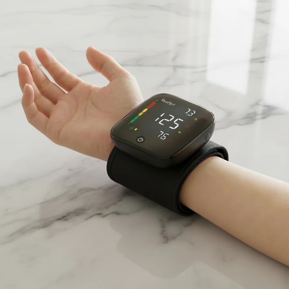 Wrist smart electronic blood pressure monitor, automatic charging, touchscreen blood pressure monitor, home use measurement device