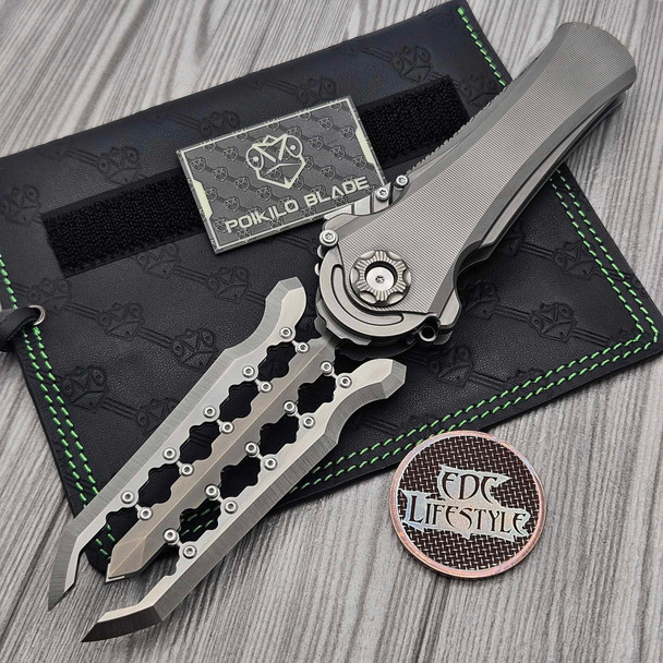 Mundus Al-Khem S1 Titanium Handle 4.56" M390 Pearlescent Stonewash Blade