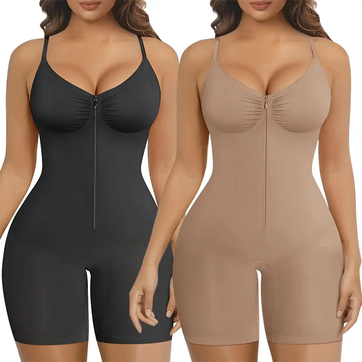 Shapewear for Women Tummy Control Bodysuits Zip-Up Comfort Ultra Stretch Fabric Customizable Fit Breathable Mesh Design Comfortable Fit