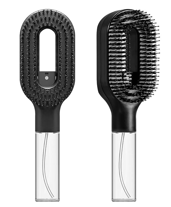 2-in-1 Detangler Hair Brush, With Built-In Mister Spray, Wet & Dry Detangling Brush for Curly, Wavy & Straight Hair | No-Tangle Anti-Frizz Hair Care Brush,Water Reservoir 50ml.