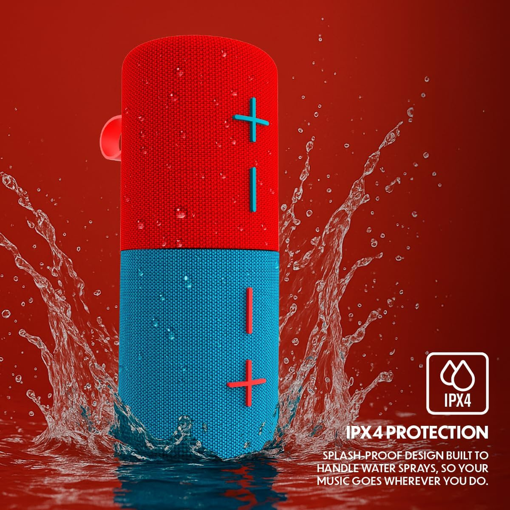 Stromberg - Twin 2-in-1 Mini Portable Bluetooth Speaker, 10W Power, 10-Hour Playtime, Sky Blue and Red