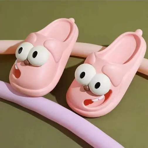 Big Eye Dog Slippers - Footwear with Wiggling Tongue, Round Toe, Non-Slip EVA Sole, Matching Couple House Shoes, Pet-Themed Comedy Wear