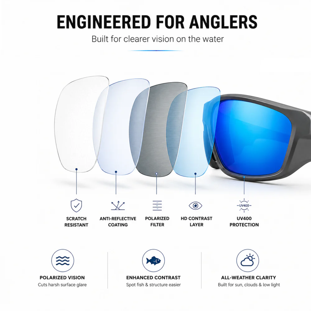 Polarized Fishing Sunglasses | See Fish Underwater, Block Glare,  UV Protection，Father's Day gift