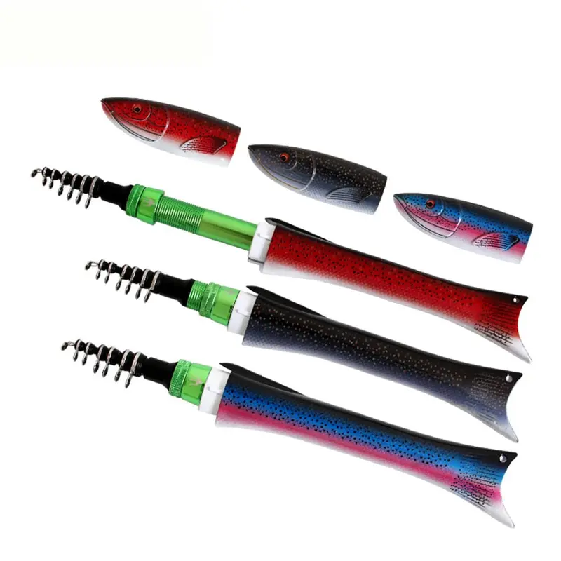 1.6M Fish-Shaped Portable Fishing Rod and Spinning Reel Combo Kit for Ice, Rock and Shore Fishing, Lightweight Travel Fishing Tackle Set With Compact Design and Smooth Casting Performance Father's Day gift