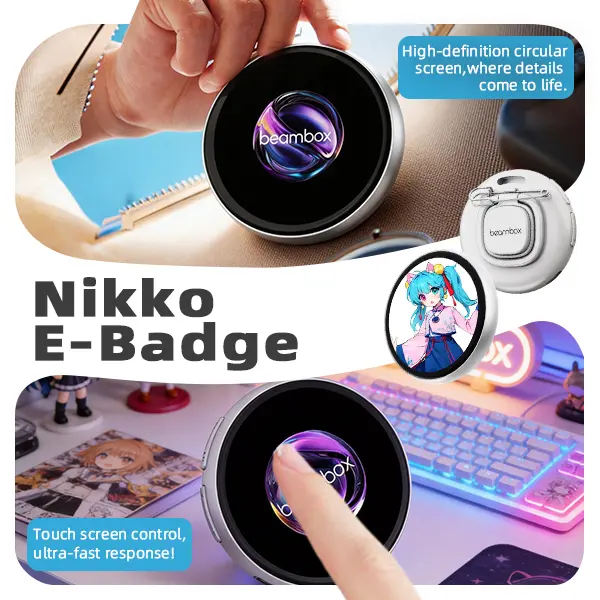 Digital Badge Nikko Ai Photo Video GIF Display Screen Pins DIY Pixel Touchscreen Lightweight 730mAh Long Battery Life Portable Multi-functional Two-dimensional Anime & Gaming Merchandise & Collectibles Gifts for Men Women