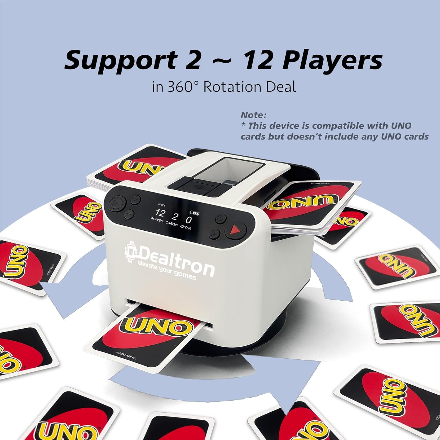 All-in-One Automatic Card Shuffler and Dealer,with 8 Remotes,Programmable Dealer,Card Shuffler 2 Deck,360° Rotation,Ultra Quiet,Rechargeable,up to 12 Players,for All Card Games