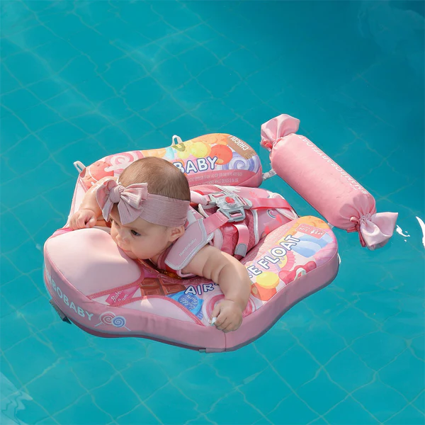 Mambobaby Baby Float with Sunshade Canopy and Crotch Strap Inflatable-free Safe Core Swimming Pool Accessory Bathroom Water Toy