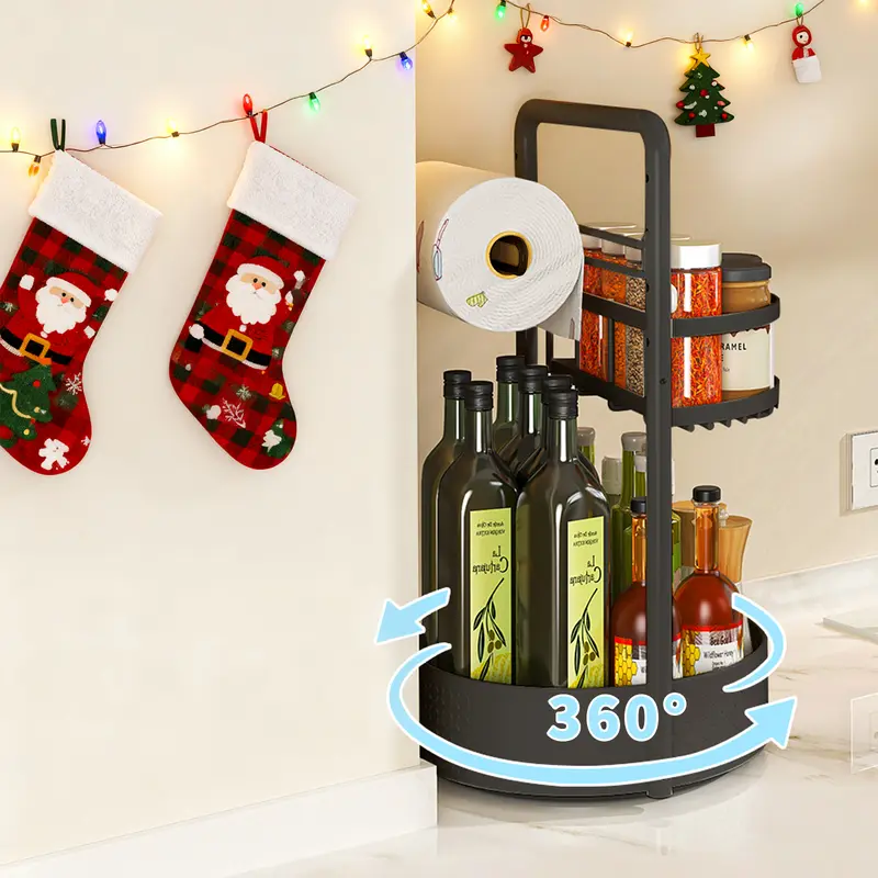 【Holiday Deals】San Dream Rotating Spice Rack Lazy Susan Turntable Organizer 2-Tier 9.84" Adjustable Metal Storage Organization for Cabinet Kitchen Countertop & Pantry Spice Shelf