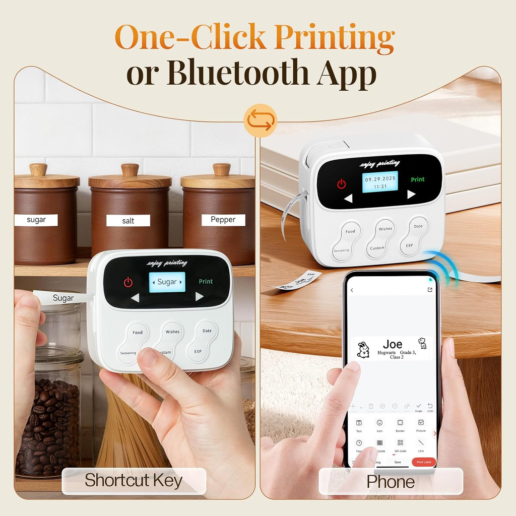 Phomemo F12 Ribbon Label Printer, Kitchen Magnetic Label Maker Machine with Tapes Handheld Rechargeable Backlit-LCD Screen Labeler One-Click Print Date for Home Food DIY Craft Gift Wrap Father’s Day