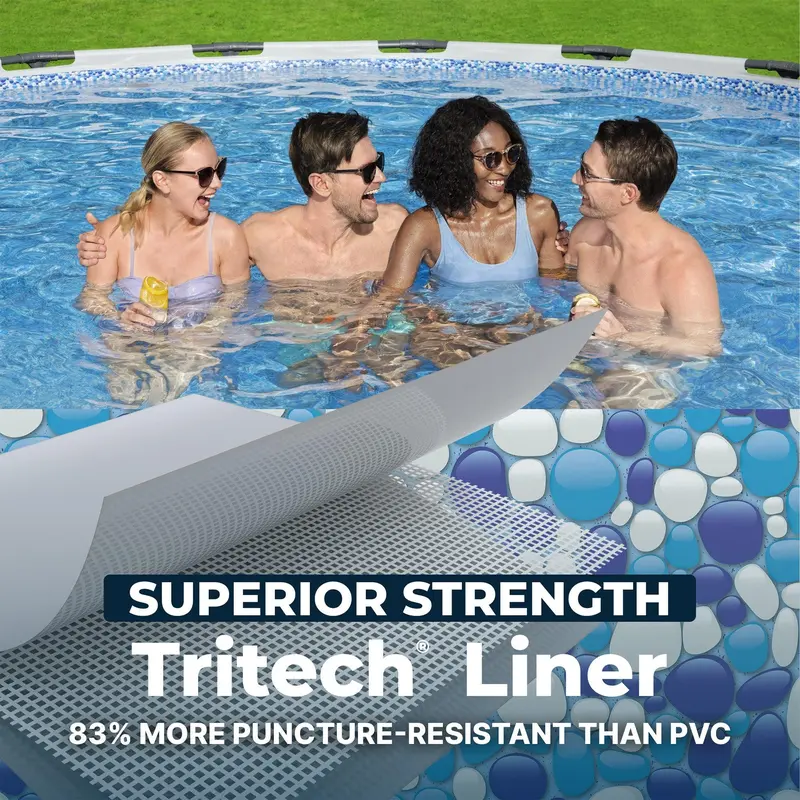 Bestway Steel Pro MAX Round Above Ground Pool Set, Gray (15 Ft | 14 Ft | 13 Ft | Size Options) Complete Set with Filter Pump, Ladder and Cover Fun Gift