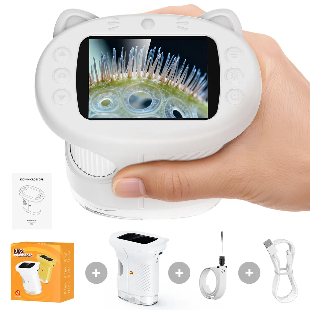 [2026 Upgrade] SEEKID Microscope with Built-in Photo & Video Camera, 2.4" 4K Screen – 1000X Microscope and 100m Telescope, STEM Toy & Educational Gift for Boys & Girls Ages 3–12
